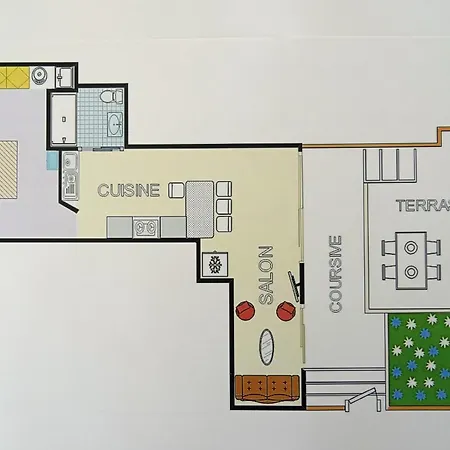 아파트 So Leil So Fun A - 45m2 - Grand Lit 180 - A Pied - Wifi Fibre - Terrasse 포르티씨오